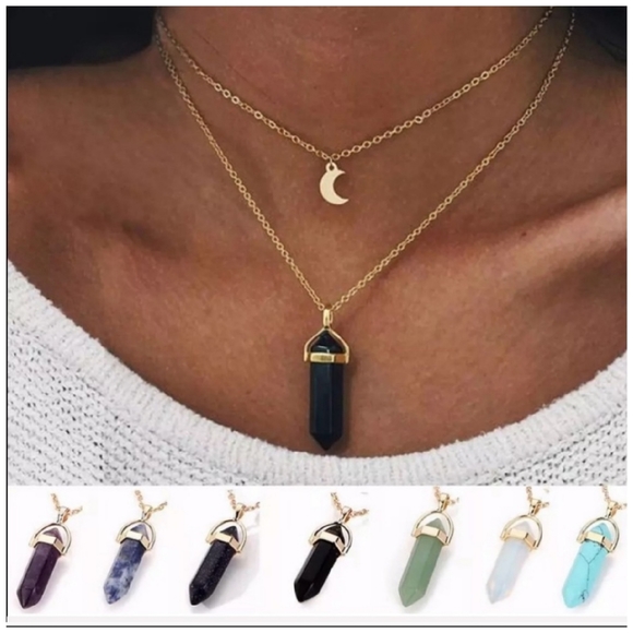 Jewelry - Boho Moon Layered Chakra Necklace.